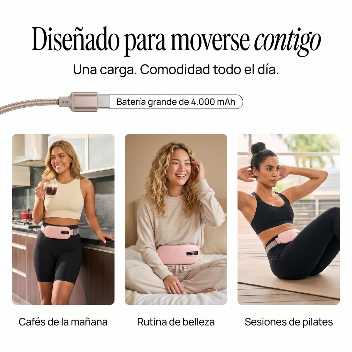 VELIA Pulse — Cinturón térmico con vibración para el dolor menstrual